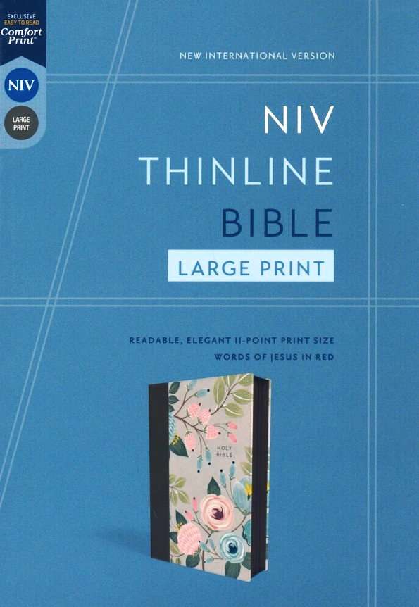 NIV Large Print Thinline Zippered Edition: Floral Leather Soft (ISBN:9780310465034) (J)